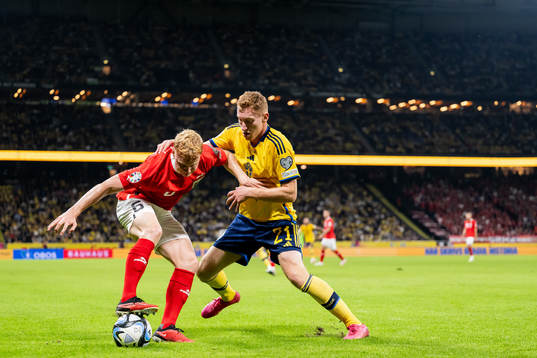 Nicolas Seiwald of Austria and Dejan Kulusevski of Sweden