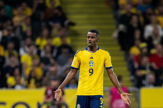 Alexander Isak of Sweden reacts