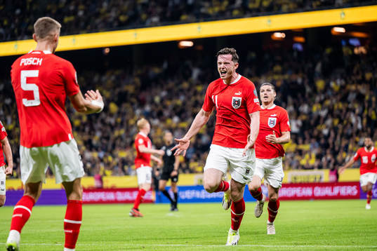 Michael Gregoritsch of Austria celebrates
