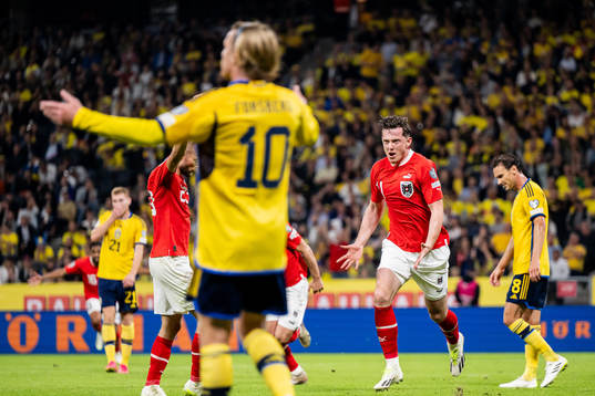 Michael Gregoritsch of Austria celebrates