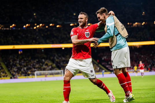 Marko Arnautovic of Austria celebrates