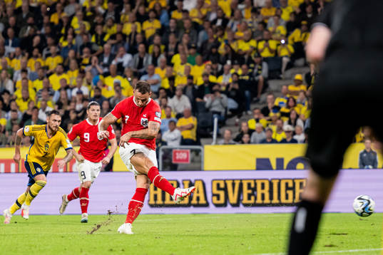 Marko Arnautovic of Austria scores the 0-3 goal