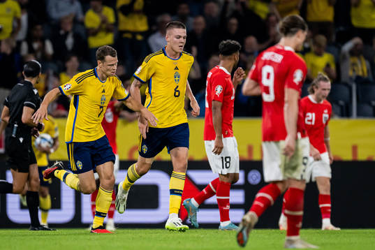 Emil Holm of Sweden celebrate
