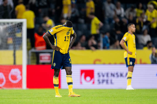 Ken Sema of Sweden looks dejected
