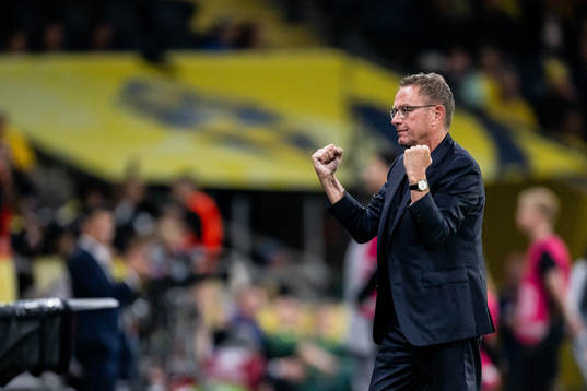 Head coach Ralf Rangnick of Austria celebrates