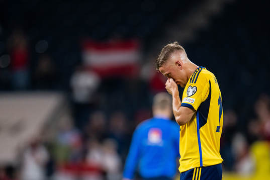 Jesper Karlsson of Sweden looks dejected