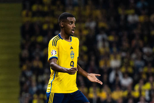 Alexander Isak of Sweden reacts