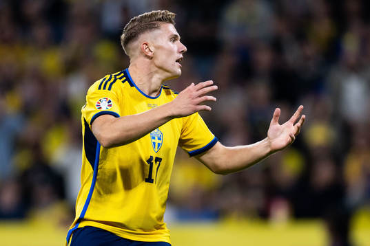 Viktor Gyökeres of Sweden reacts