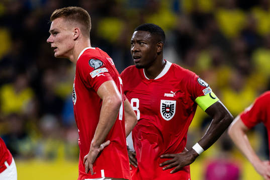 David Alaba of Austria reacts