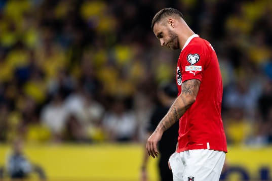 Marko Arnautovic of Austria looks dejected