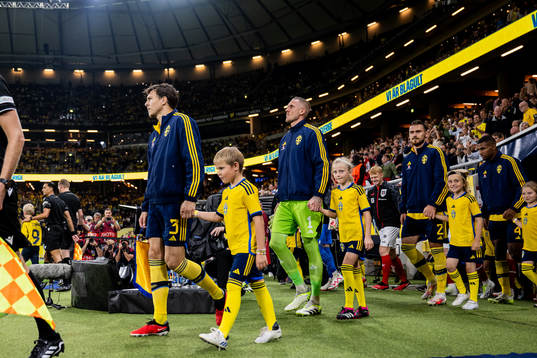 Victor Nilsson Lindelöf, goalkeeper Robin Olsen and Linus