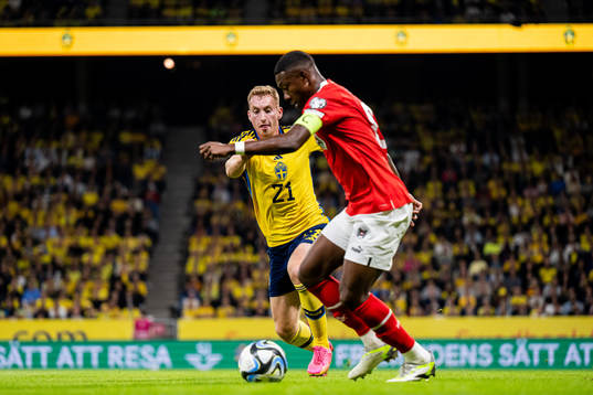 Dejan Kulusevski of Sweden and David Alaba of Austria