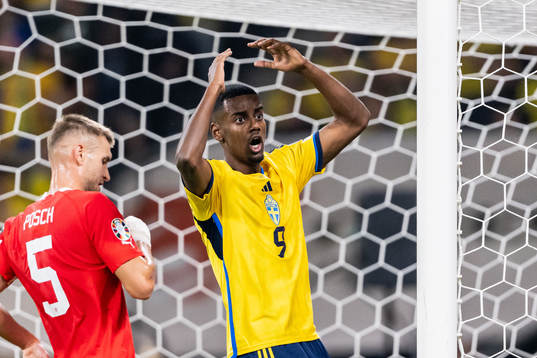 Alexander Isak of Sweden reacts