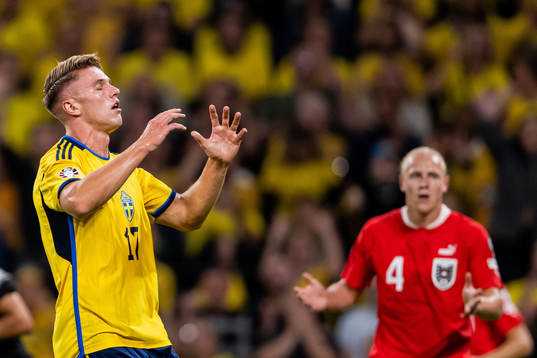Viktor Gyökeres of Sweden looks dejected