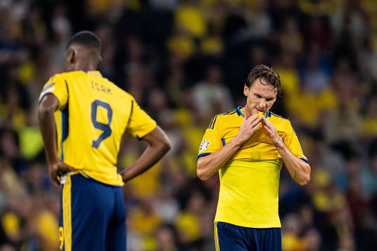 Albin Ekdal of Sweden looks dejected