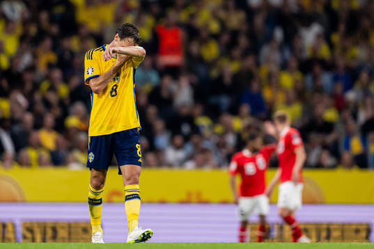 Albin Ekdal of Sweden looks dejected