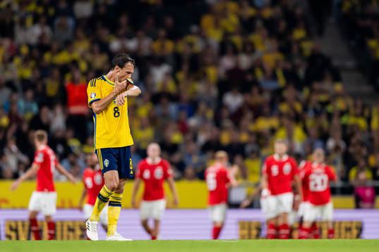 Albin Ekdal of Sweden looks dejected