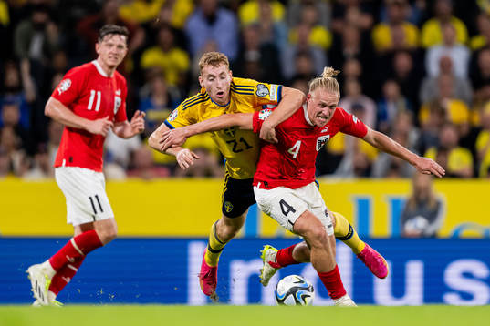 Dejan Kulusevski of Sweden and Xaver Schlager of Austria