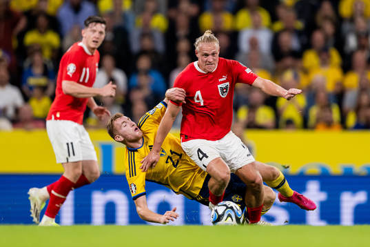 Dejan Kulusevski of Sweden and Xaver Schlager of Austria