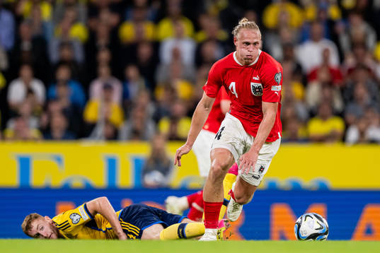 Dejan Kulusevski of Sweden and Xaver Schlager of Austria