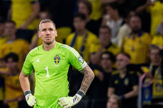 Goalkeeper Robin Olsen of Sweden looks dejected