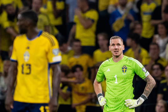 Goalkeeper Robin Olsen of Sweden looks dejected