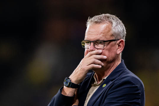 Head coach Janne Andersson of Sweden looks dejected