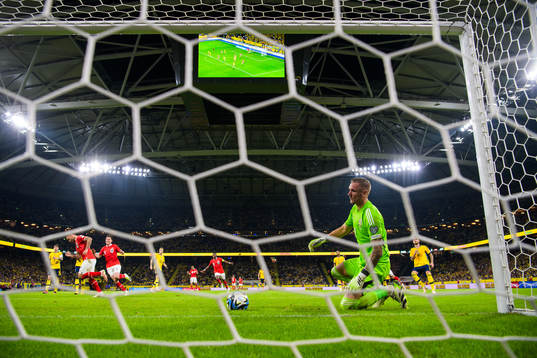Goalkeeper Robin Olsen of Sweden looks dejected