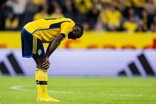 Ken Sema of Sweden looks dejected