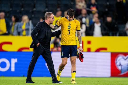 Head coach Ralf Rangnick of Austria and Victor Nilsson