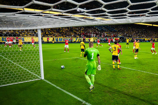 Goalkeeper Robin Olsen of Sweden looks dejected