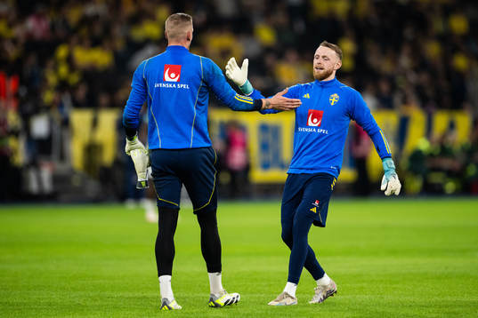 Goalkeeper Robin Olsen and goalkeeper Viktor Johansson of