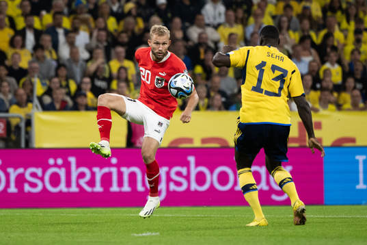 Konrad Laimer of Austria and Ken Sema of Sweden