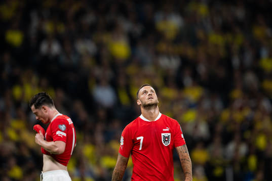 Marko Arnautovic of Austria looks dejected