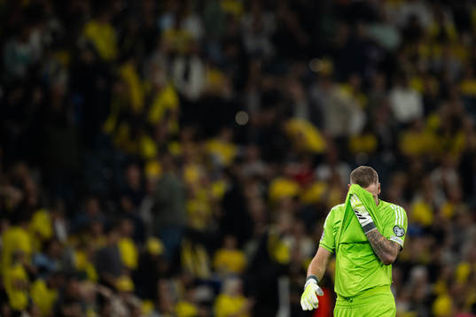 Goalkeeper Robin Olsen of Sweden looks dejected