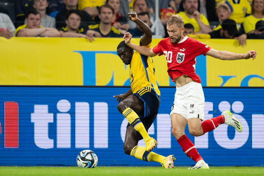 Ken Sema of Sweden and Konrad Laimer of Austria