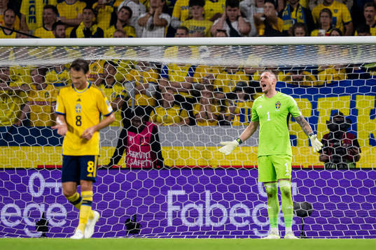 Goalkeeper Robin Olsen of Sweden looks dejected