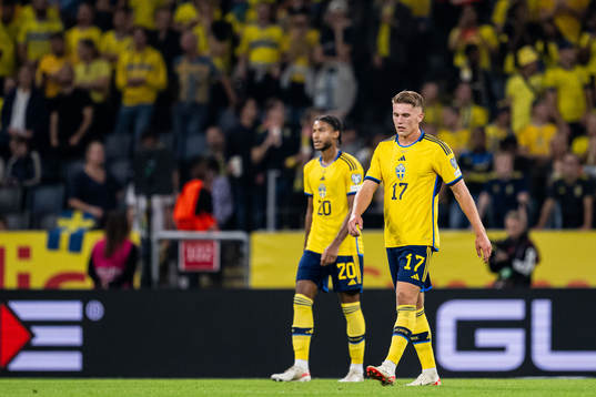 Jens-Lys Michel Cajuste and Viktor Gyökeres of Sweden