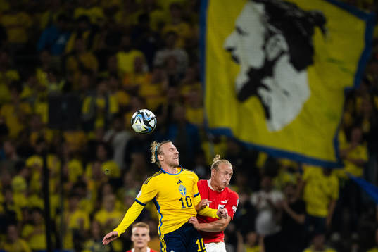 Emil Forsberg of Sweden and Xaver Schlager of Austria