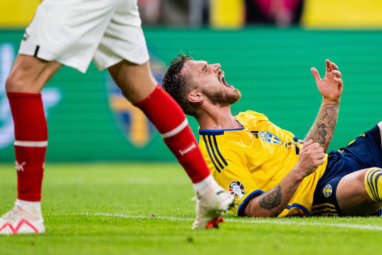 Linus Wahlqvist Egnell of Sweden reacts