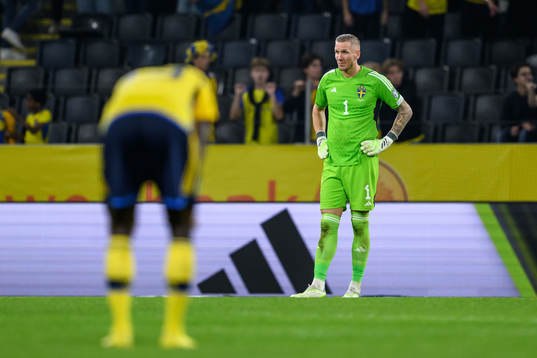 goalkeeper Robin Olsen of Sweden looks dejected