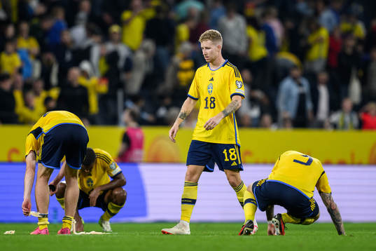 Samuel Gustafson of Sweden looks dejected