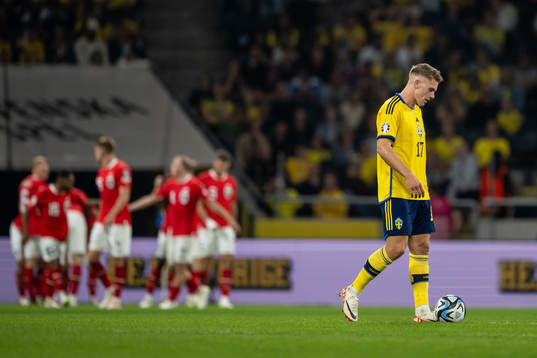 Viktor Gyökeres of Sweden looks dejected