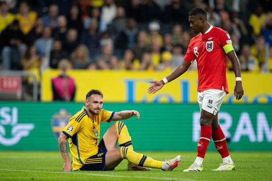 Linus Wahlqvist Egnell of Sweden and David Alaba of Austria