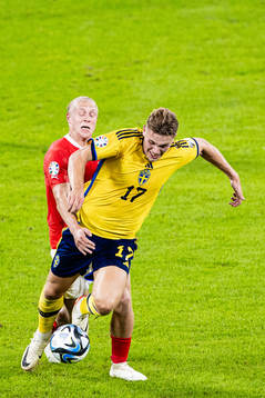 Xaver Schlager of Austria and Viktor Gyökeres of Sweden