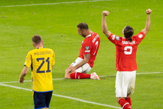 Marko Arnautovic of Austria celebrates