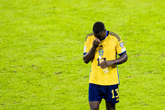 Ken Sema of Sweden looks dejected