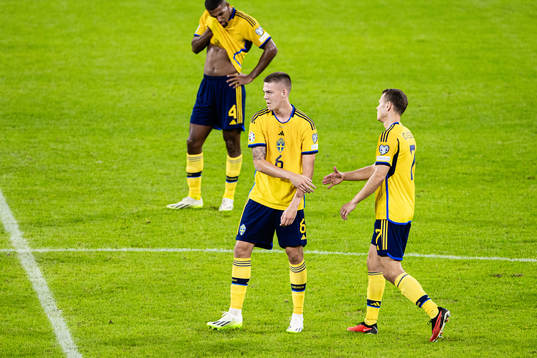 Emil Holm of Sweden looks dejected