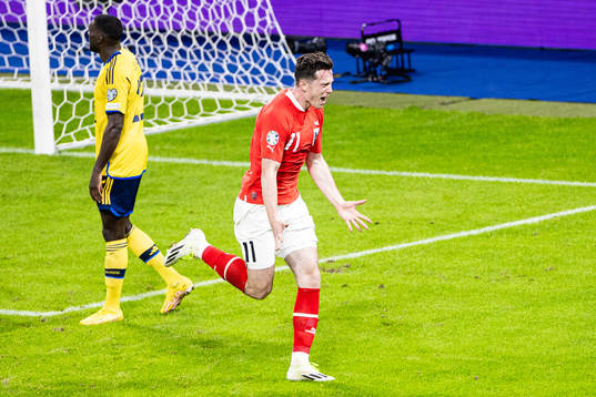 Michael Gregoritsch of Austria celebrates