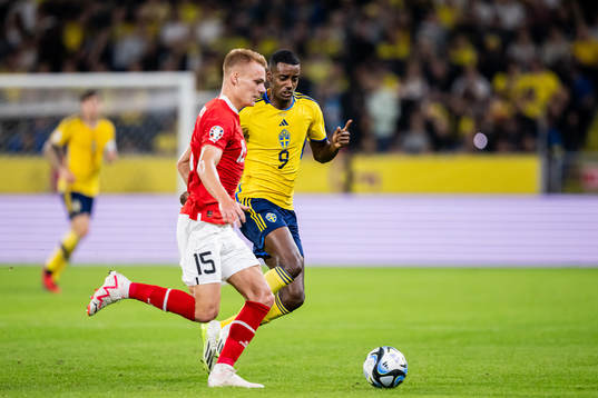 Philipp Lienhart of Austria and Alexander Isak of Sweden